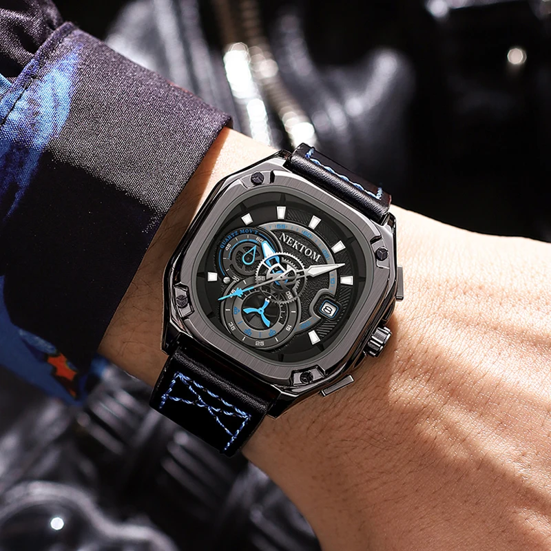 Светящиеся водонепроницаемые мужские часы высококачественные кварцевые