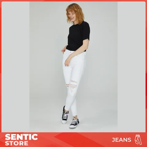 Джинсовые женские белые джинсы скинни, рваные джинсы в ряд, узкие джинсы с высокой талией и 5 карманами, повседневные белые джинсы скинни