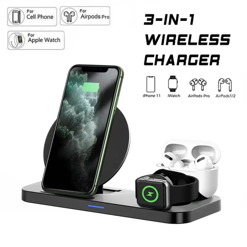 

3 in 1 Wireless Charger for iPhone 13 12 1111 Pro Airpods Foldable Wireless Charging Station 10W Mobile Phone Holder Charger