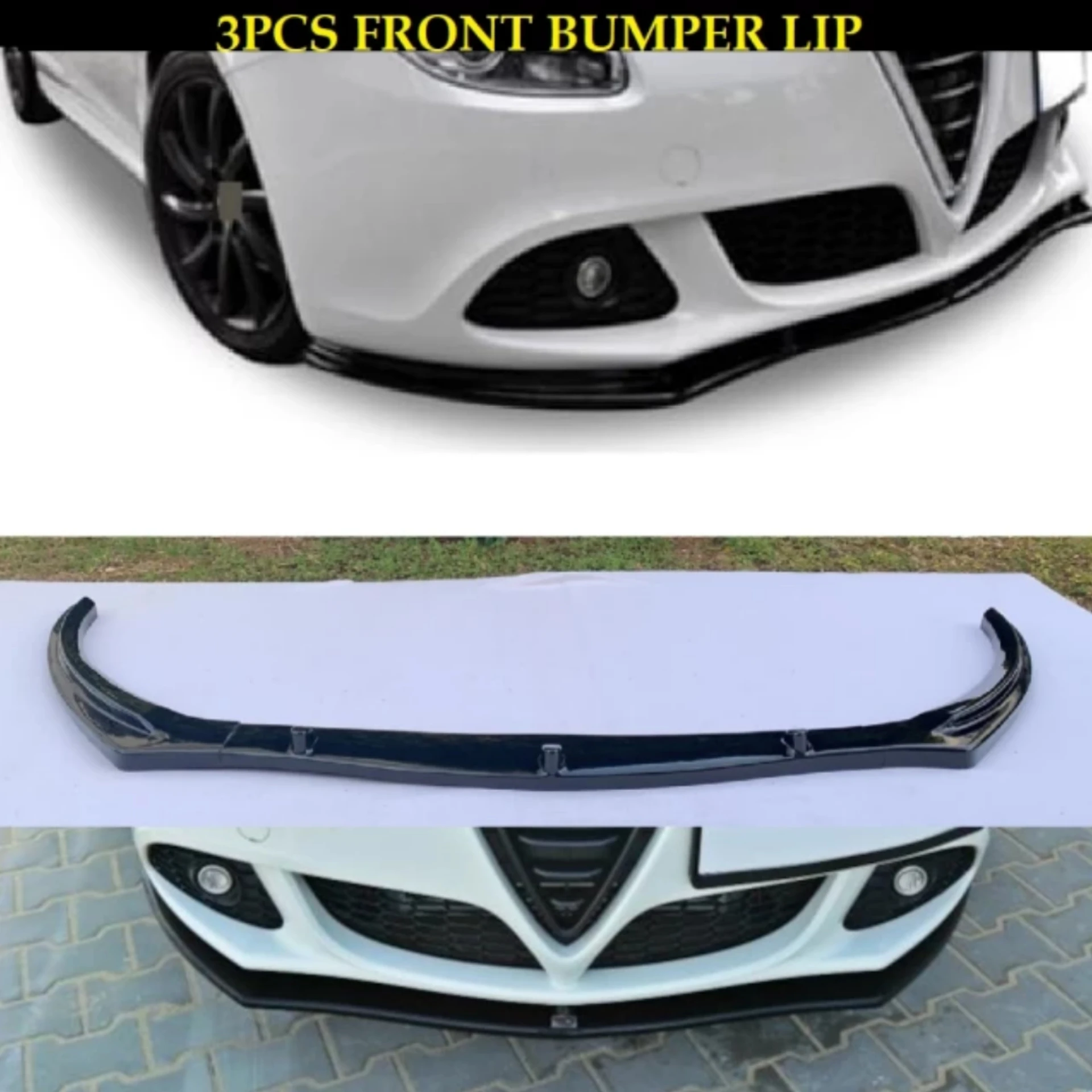 For Alfa Romeo Giulietta 3 Pcs Front Bumper Lip Body Kit Spoiler Splitter Diffuser High Quality ABS Plastic Professional Tuning