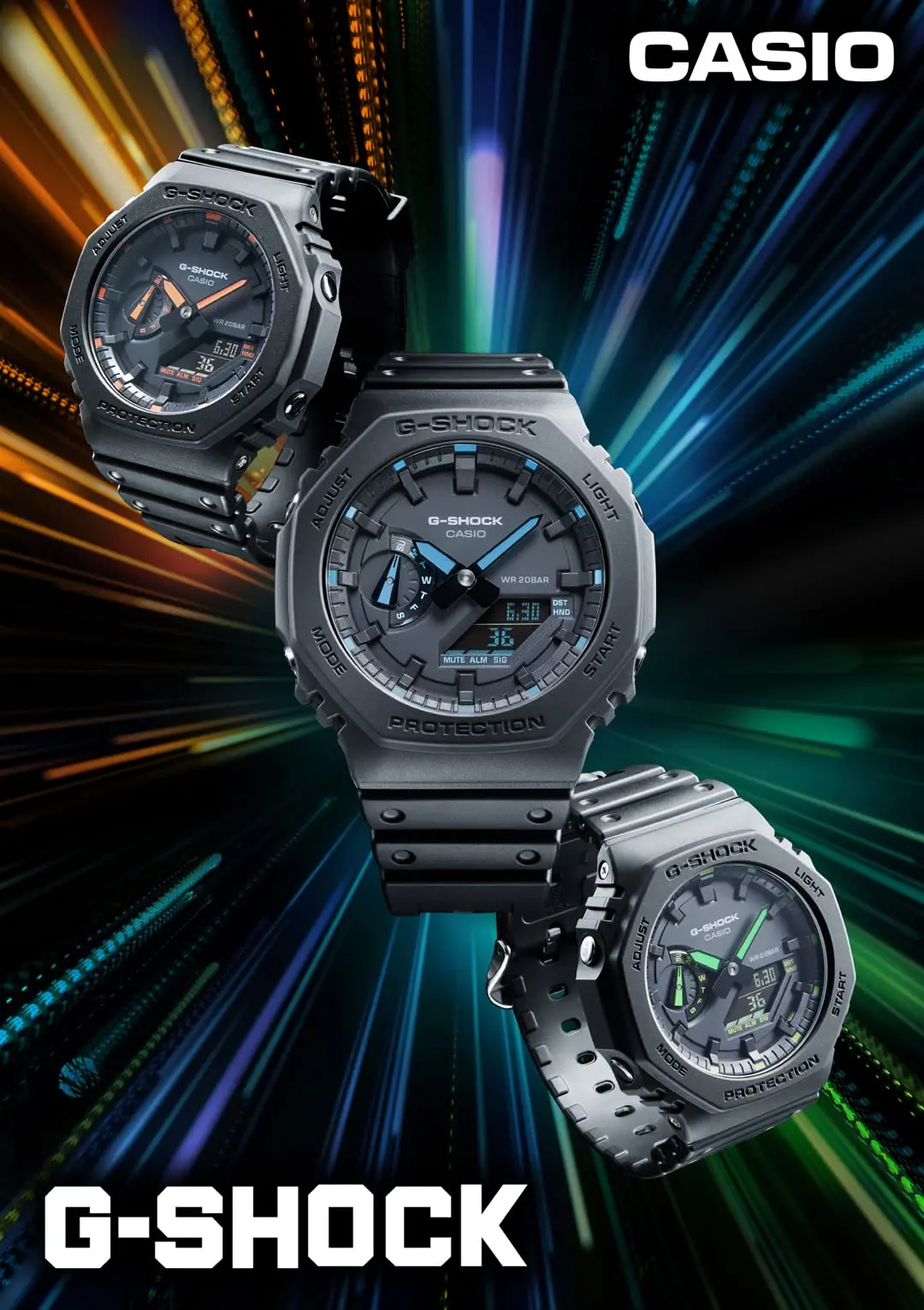 Черные часы Casio NEON ACCENT SERIES G-Shock GA-2100-1A3JF мужские ...