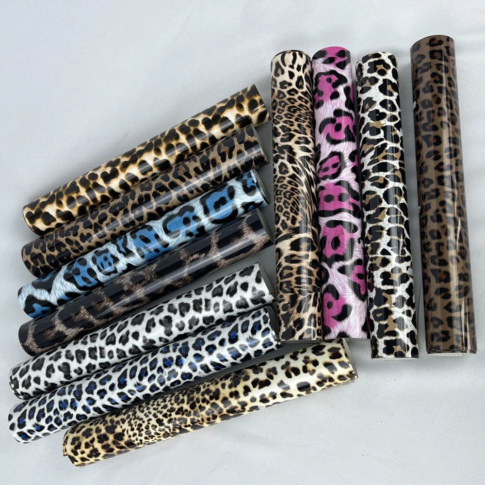 

25cm×30cm Beautiful TPU Leopard Heat Transfer Vinyl Film Stretch Cutting Heat Press Vinyl Film Iron-On HTV T-Shirt