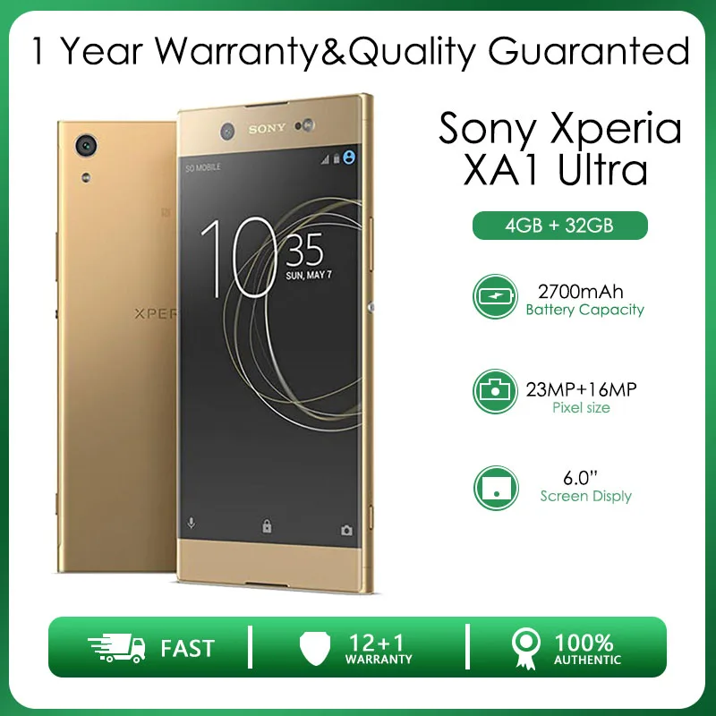 Оригинальный разблокированный смартфон Sony Xperia XA1 Ultra с одной/двумя Sim-картами 4 Гб