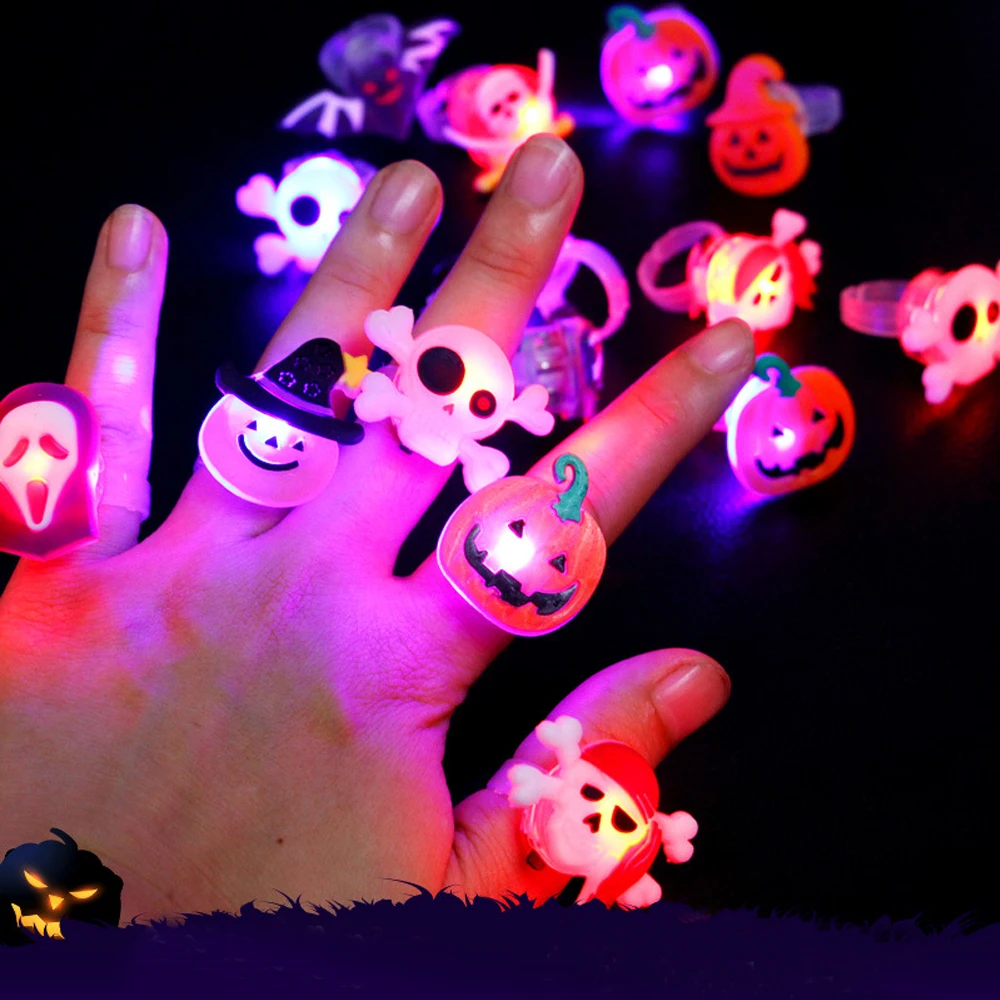 

10 упаковок украшения для Хэллоуина детские светящиеся кольцо-брошь креативные тыквы Призрак Скелет подарки на Хэллоуин товары для вечерние подарки