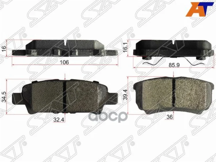 Колодки Тормозные (Сзади) Mitsubishi Lancer 02-17 / Outlander 02-12 Sat арт. ST-4605A479 |