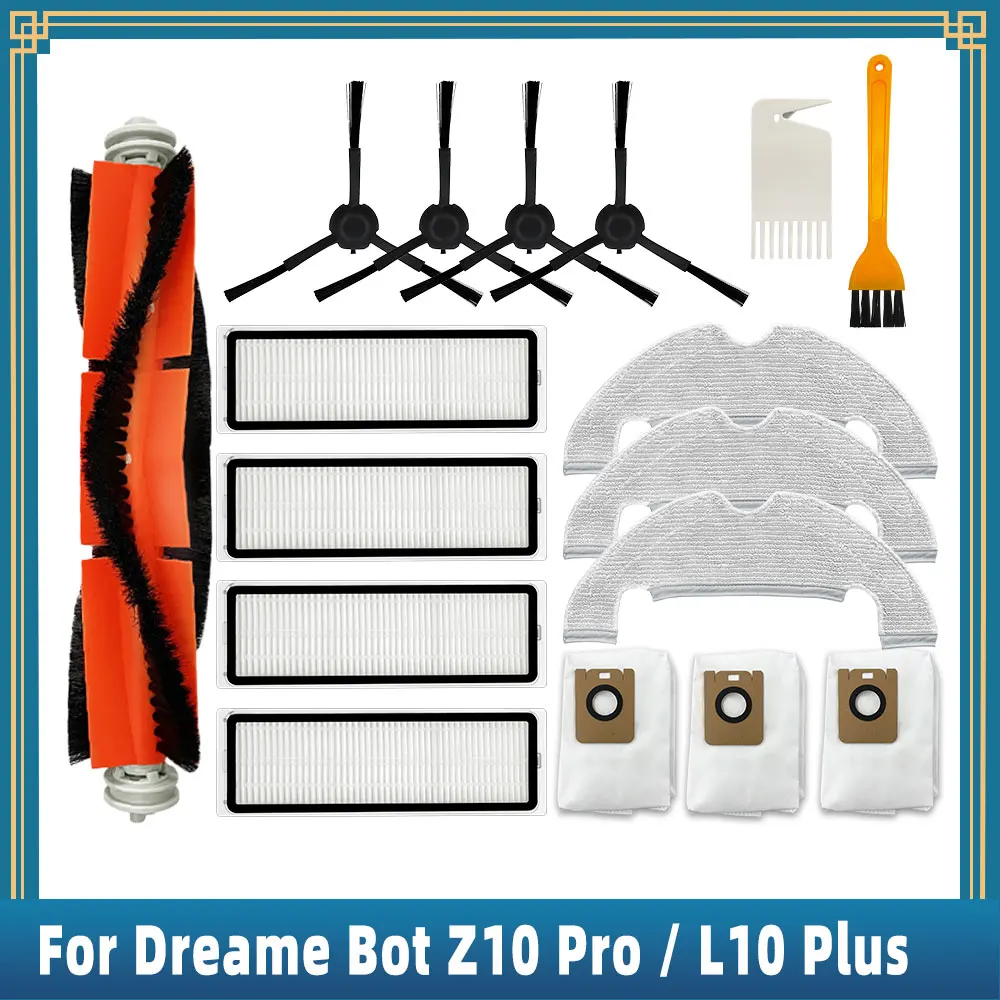 For Dreame Bot Z10 Pro / L10 Plus / RLS5D Robot Vacuum Spare Parts Accessories Main Side Brush Hepa Filter Mop Rag Dust Bag