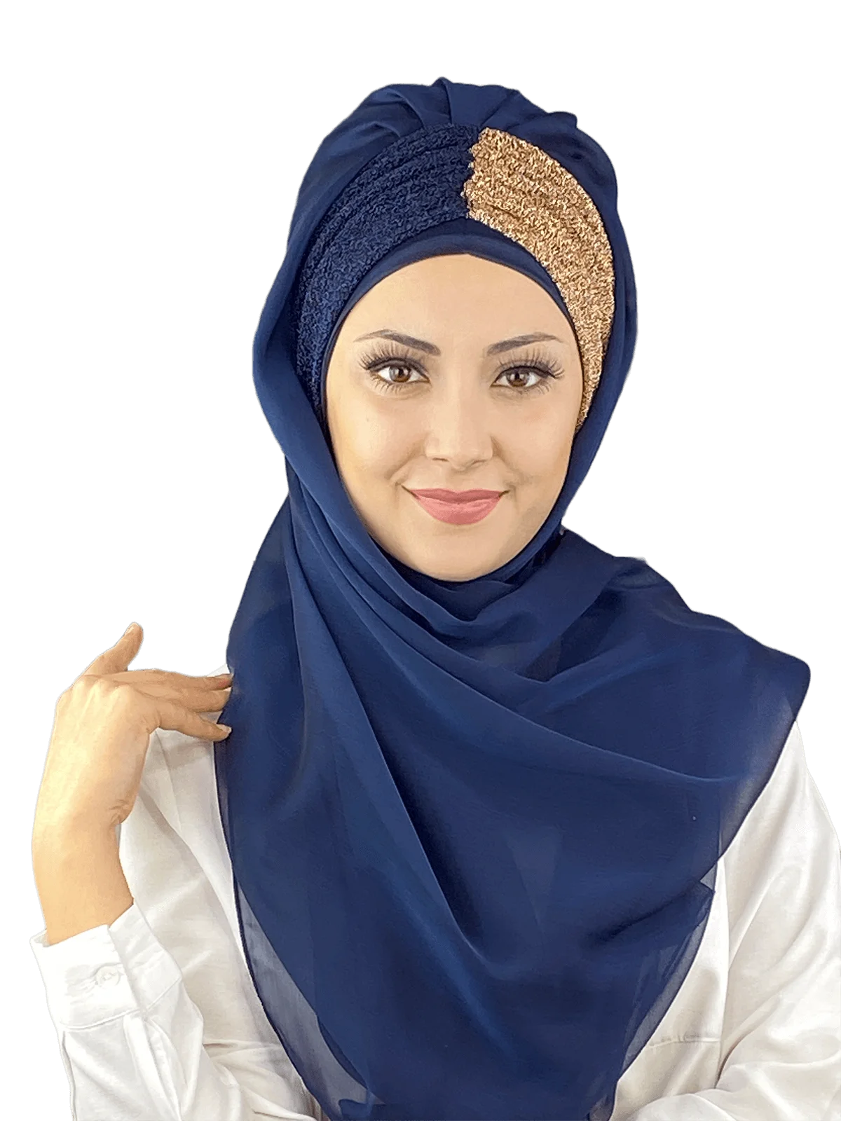 

Navy blue Practical Imported Fabric Hijab Evening Dress Shawl New Fashion Islamic Muslim Hijab Trend Hijab Ready Wear Hat Scarf Chiffon