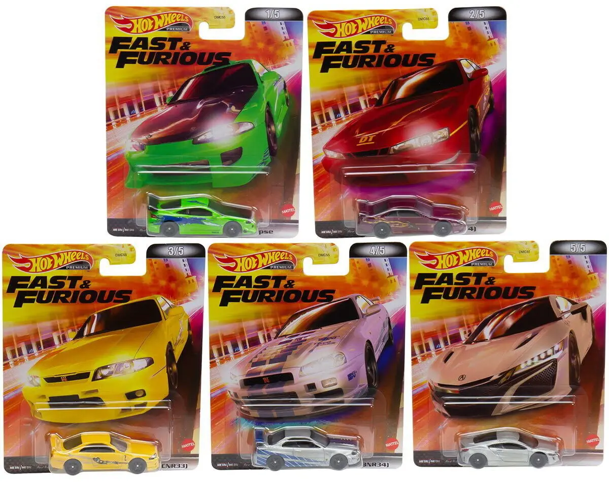 

2022 Hot Wheels Retro Entertainment Fast & Furious Mitsubishi Eclipse Nissan S14 Skyline R34 Acura NXS 1:64 Diecast Car Toy