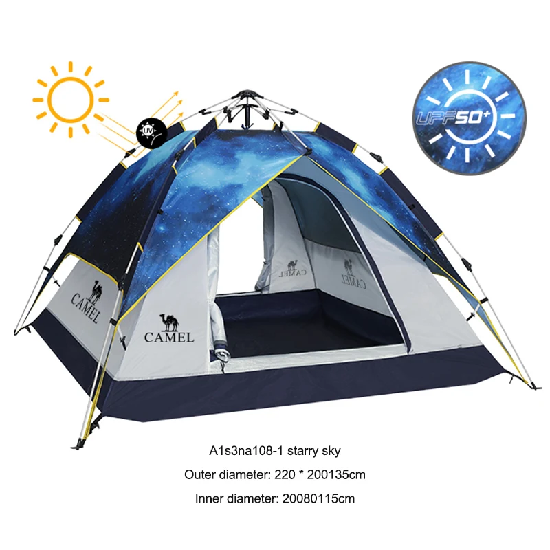 

Goldencamel 3-4 Persons Camping Tents Automatic Family Tent Waterproof Awning Sun Protection One-touch Beach Tent Outdoor Canopy