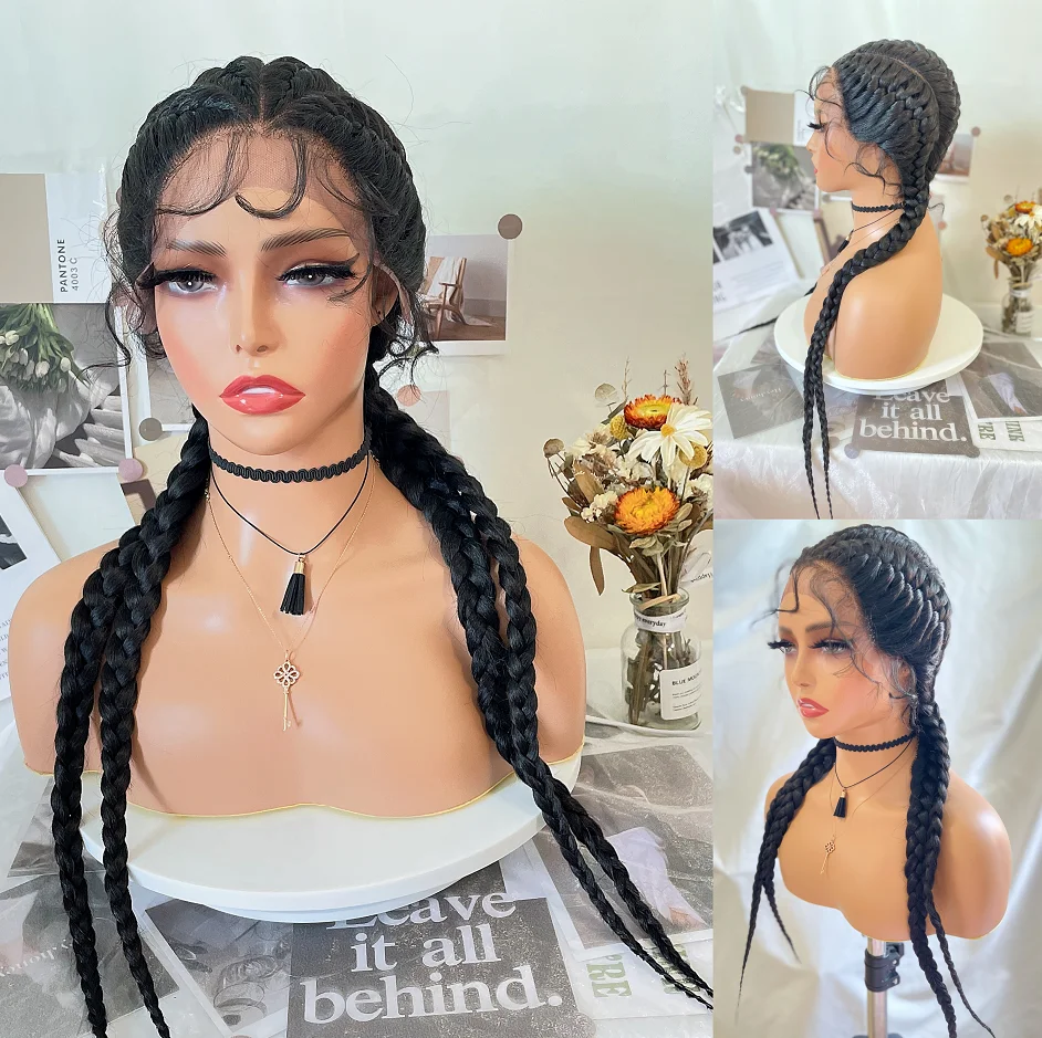 

WIGERA Synthetic On Sale Cornrow Braids Wig With Baby Hair Double Dutch Braid Lace Front Wig 24inch For Black Women
