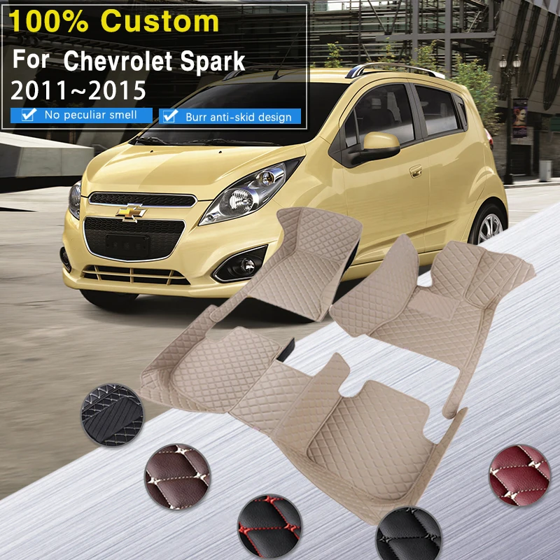 Car Floor Mats For Chevrolet Holden Barina Spark EV Ravon R2 M300 2011~2015 Anti-dirt Pad Carpets Leather Mat Car Accessories