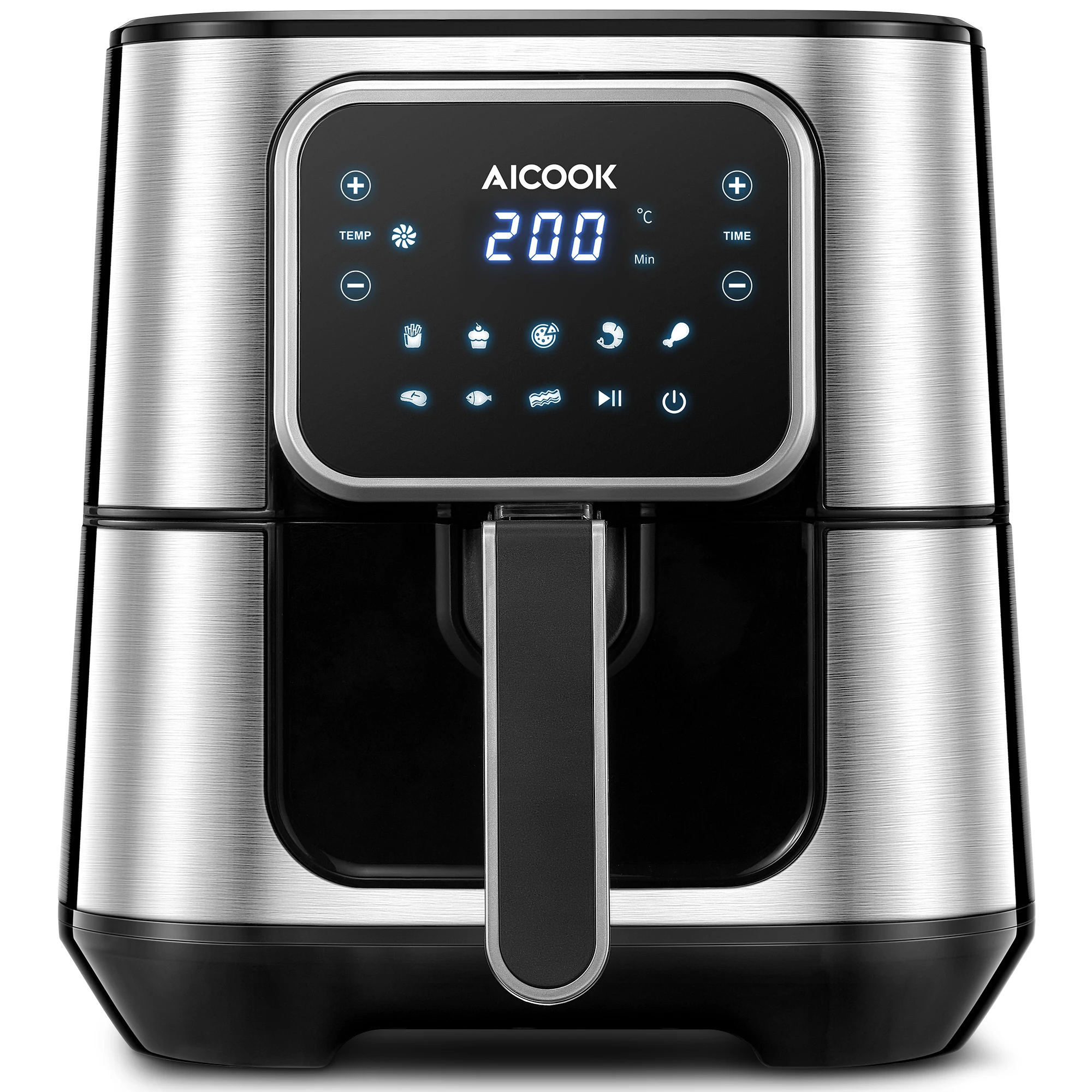 

AICOOK Oil Free, 5.5L 1700W, Air Fryer with 8 Programs, Large LED Top Display, Preheat Function, Adjustable Temperature and Time