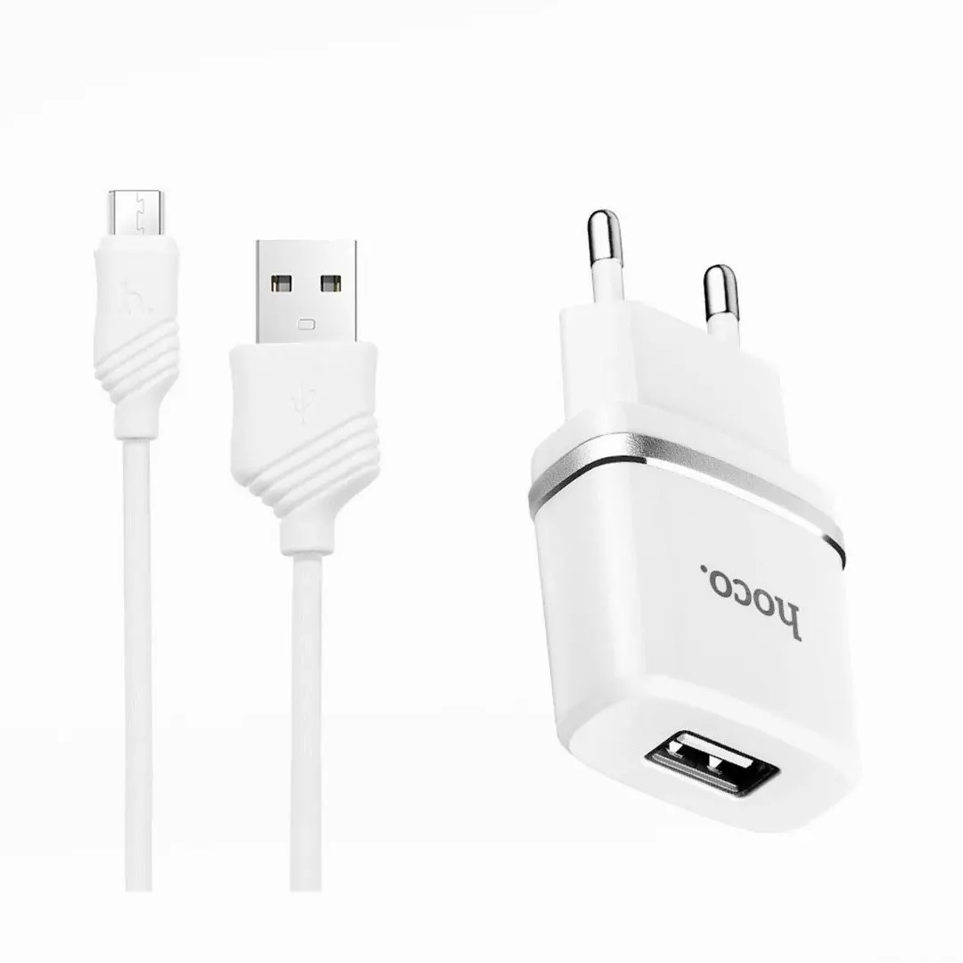 Сетевое зарядное устройство HOCO C11 1A USB c кабелем micro-USB (белое)