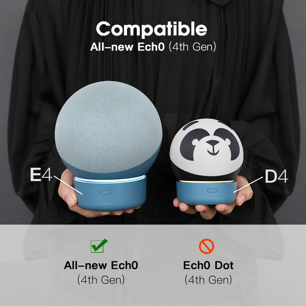 GGMM E4 10000mAh Battery Base for All-new Echo (4th Gen) Amazon Alexa Speaker Portable Power Bank for Echo4 Ec.h0 4 Holder Stand