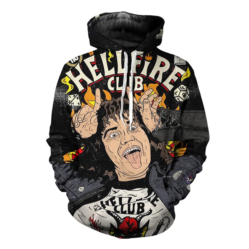 

Boys Stranger Things 4 Horror Fantasy TV 3D Print Hoodies Men Hellfire Club Cosplay Tops Long Sleeve Clothes Autumn Pullover