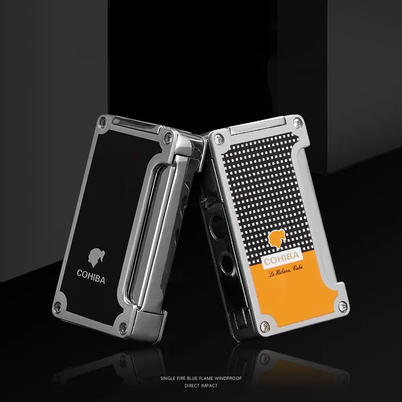 

Cohiba Portable Windproof Direct Metal Gas Lighter Blue Flame Personalized Creative Cigar Accessories High-end Gift