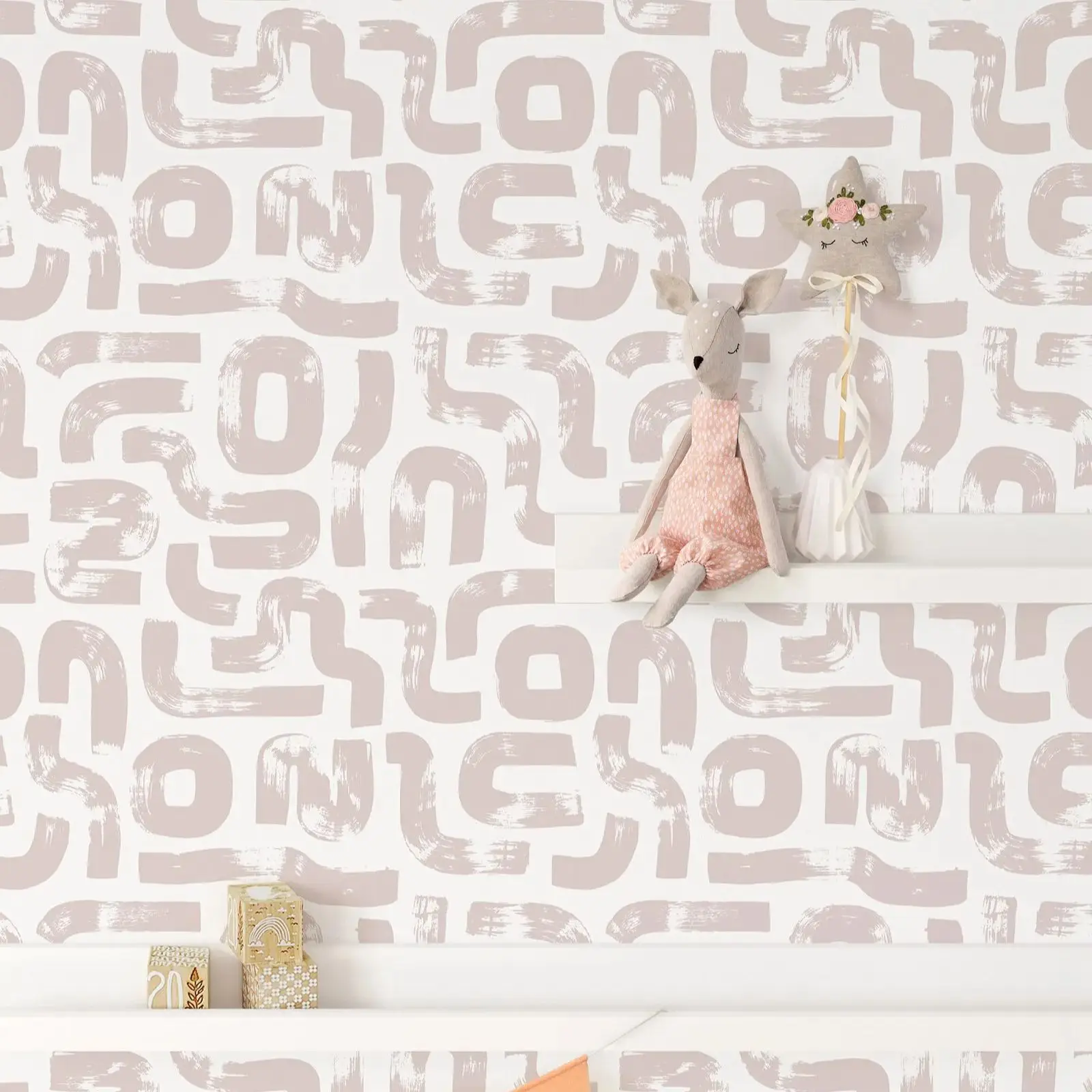 Румяна розовая абстрактная линия в стиле бохо обои Скандинавский дизайн Съемная