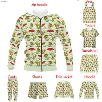 new 3d print pattern cartoon mushroom clothes t shirtsweatshirtzip hoodiesthin jacketpants four seasons casual a2469