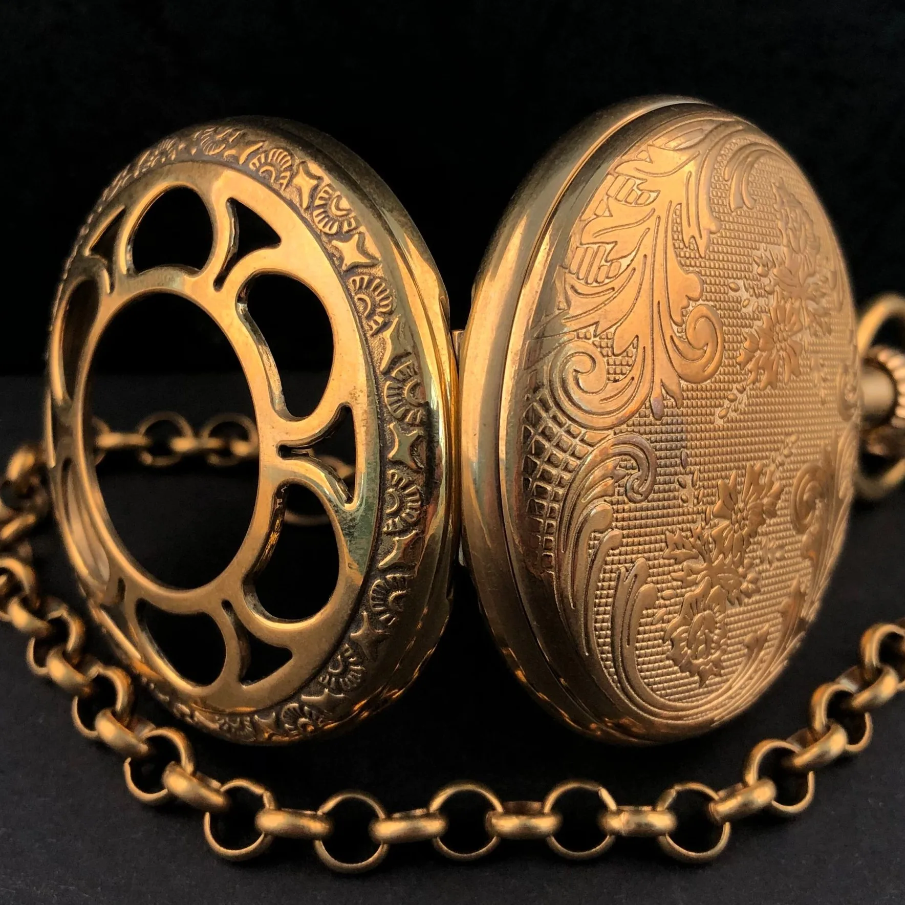 Vintage Copper London 1856's Antique Hands Mechanical Pocket & fob Watches Hand Winding Skeleton Mens Pocket Watch 30cm Chain
