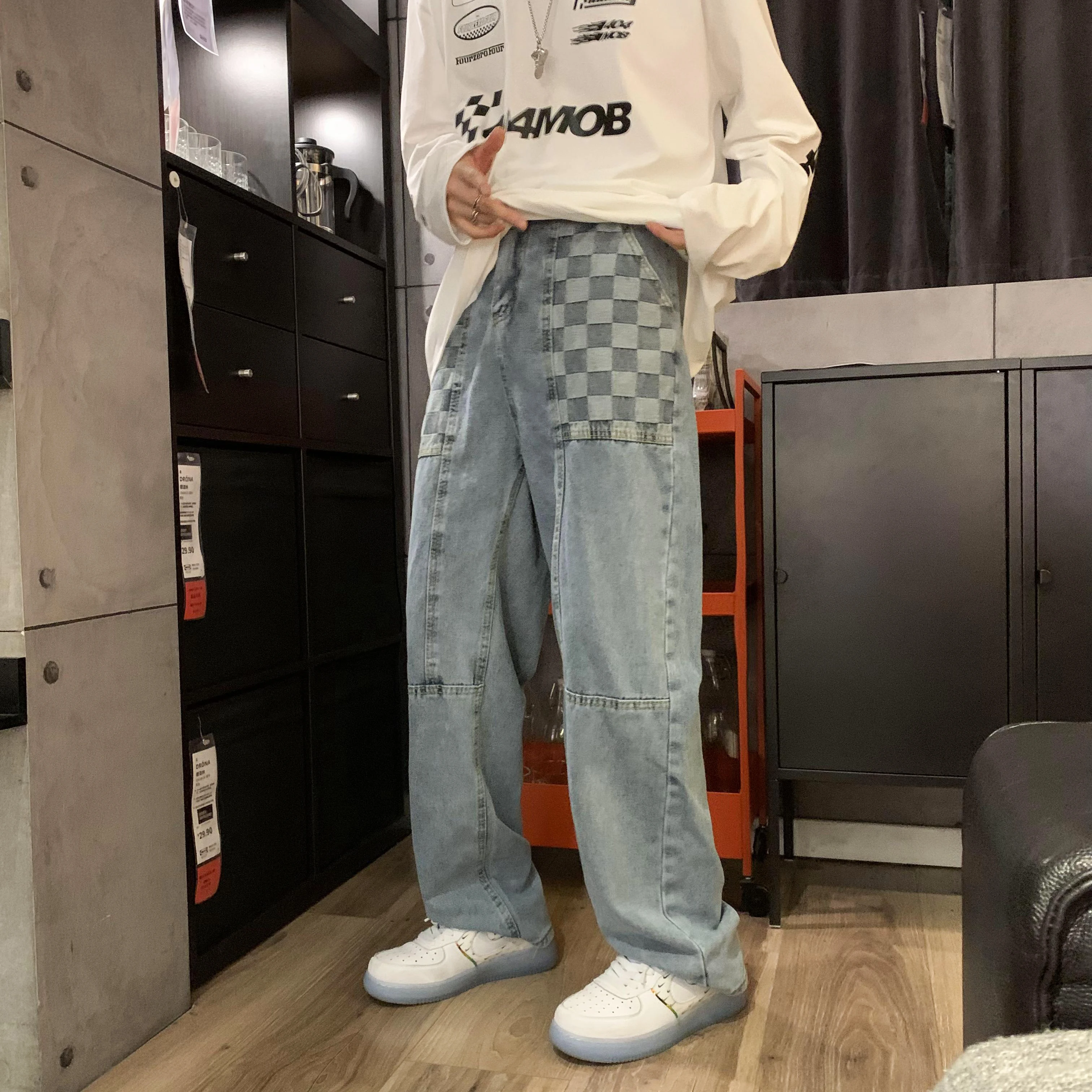 Fashion Baggy Jeans For Men Loose Trousers Neutral Jean Streetwear Casual Summer Pants Hip Hop