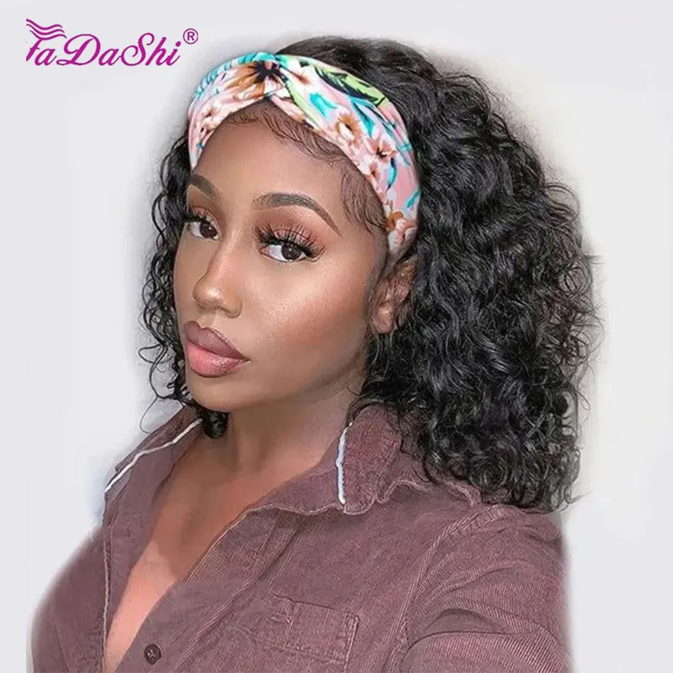 Headband Human Hair Wig For Women Human Hair Headband Wigs Water Wave Glueless Full Machine Made Peruvian Deep Wave Remy Wig