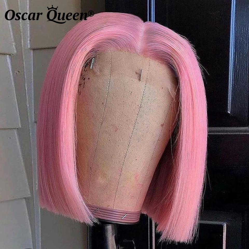 

Pink Red Short Bob Wigs For Women 13x4 Lace Front Wig Human Hair Ombre Bob Colored Wigs Remy Peruvian 4x4 Lace Closure Wig