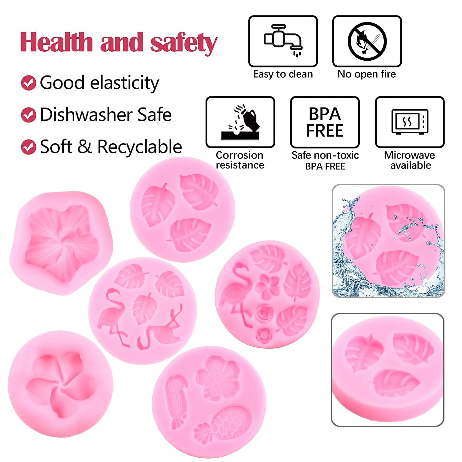 Силиконовая форма в виде фламинго тропических листьев для плюмерии гибискуса