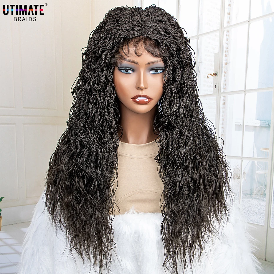 New Arrival Synthetic Wave Braided Wigs Natural Hairline 22 Inches 4×4 Lace Frontal Braiding Wigs with Baby Hair for Black Women