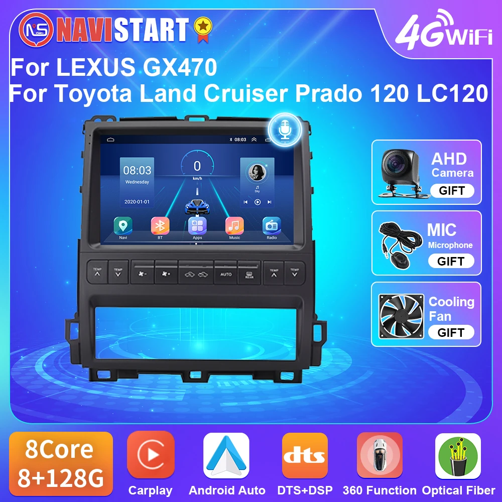 

Автомагнитола NAVISTART T5 для Toyota Land Cruiser Prado 120, Lexus GX470, Android 10, 4G, Wi-Fi, для автомобиля