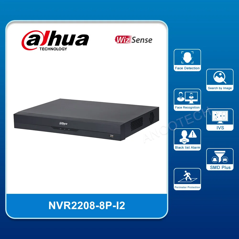 

Dahua 8-канальный 1U 8PoE 2HDDs WizSense сетевой видеорегистратор DHI-NVR2208-8P-I2