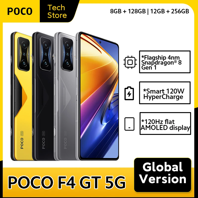  POCO F4 GT, 12 Гб, 256 ГБ, Snapdragon 8 Gen 1, 120 Вт, HyperCharge, 6,67 дюйма, 120 Гц, AMOLED дисплей, четыре динамика 