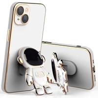 fascinating astronaut folding stand holder phone case for iphone 13 12 11 mini pro xs max 8 7 6 plus xr x se2 luxury square soft