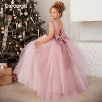 luxury pageant dress first communion flower girl dress for elegant parties tulle satin wedding ball gown evening dress for kids