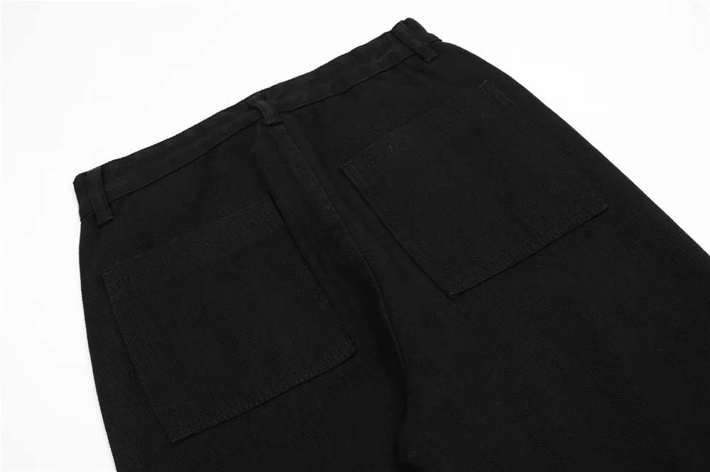 2022 Men's Work Baggy Casual Pants Zipper Designer Style Jeans Black Loose Straight Pants Biker Wide Leg Denim Trousers джинсы