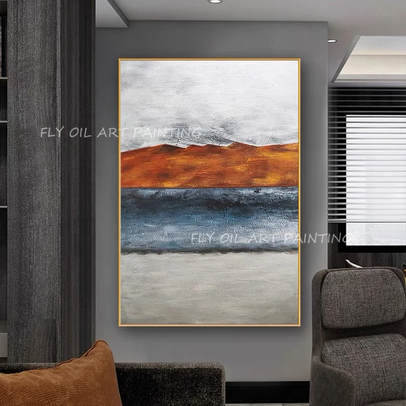 

Простой чистый пейзаж большого размера 100% Толстая Масляная картина ручной работы абстрактный холст для гостиной столовой настенное украшение