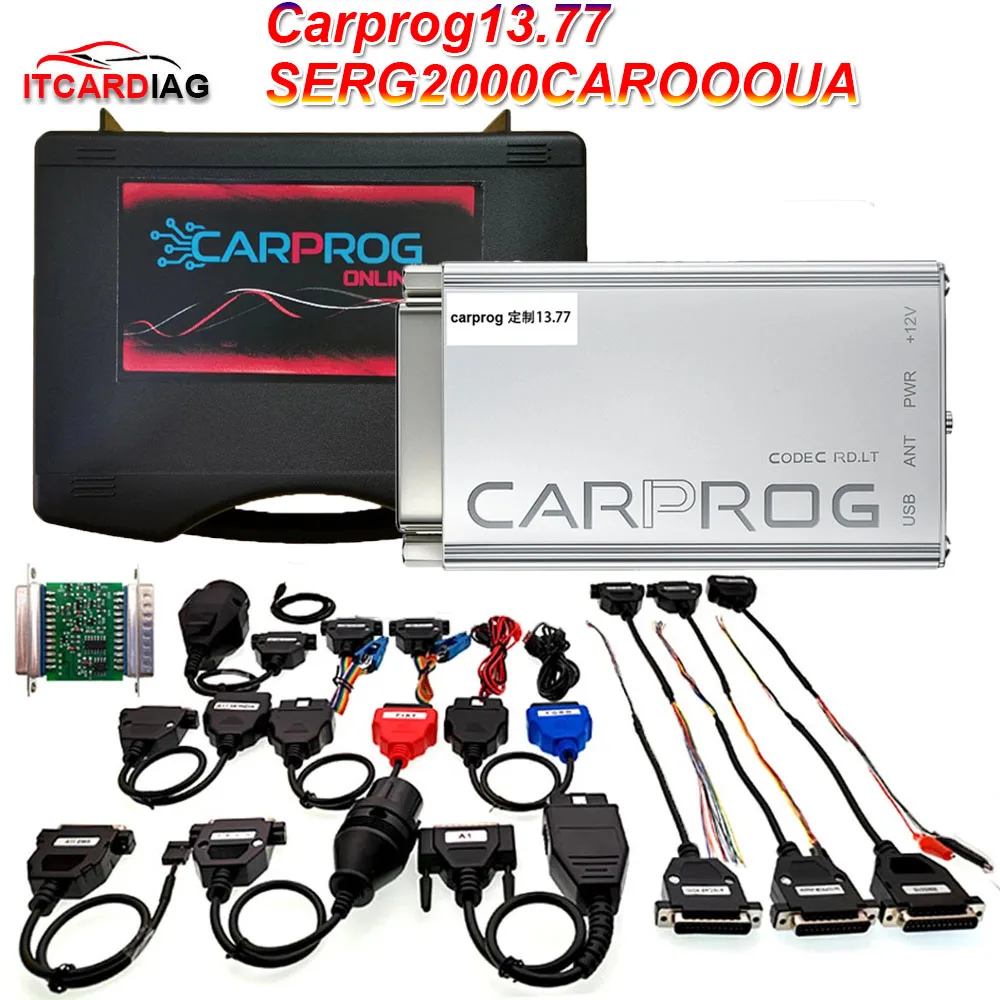 

2023 Online Carprog V13.77 Full Adapter SERG2000CAR000UA Free Keygen With Box/Bag For Airbag/Radio/IMMO OBD2 ECU Reset Repair