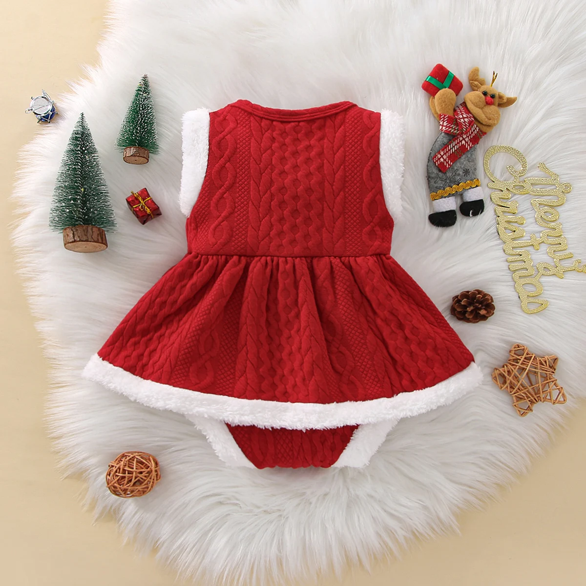 KISKISSING Baby Girls Rompers Knitted Dress Bodysuits Infant Mother Kids Newborn Patchwork Jumpsuit Christmas Baby Girl Clothes