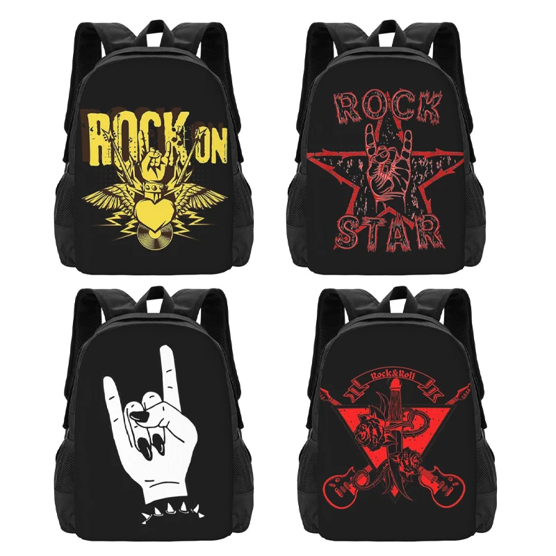 Rock On Hand Sign Backpack for Girls Boys Travel RucksackBackpacks for Teenage School Bag