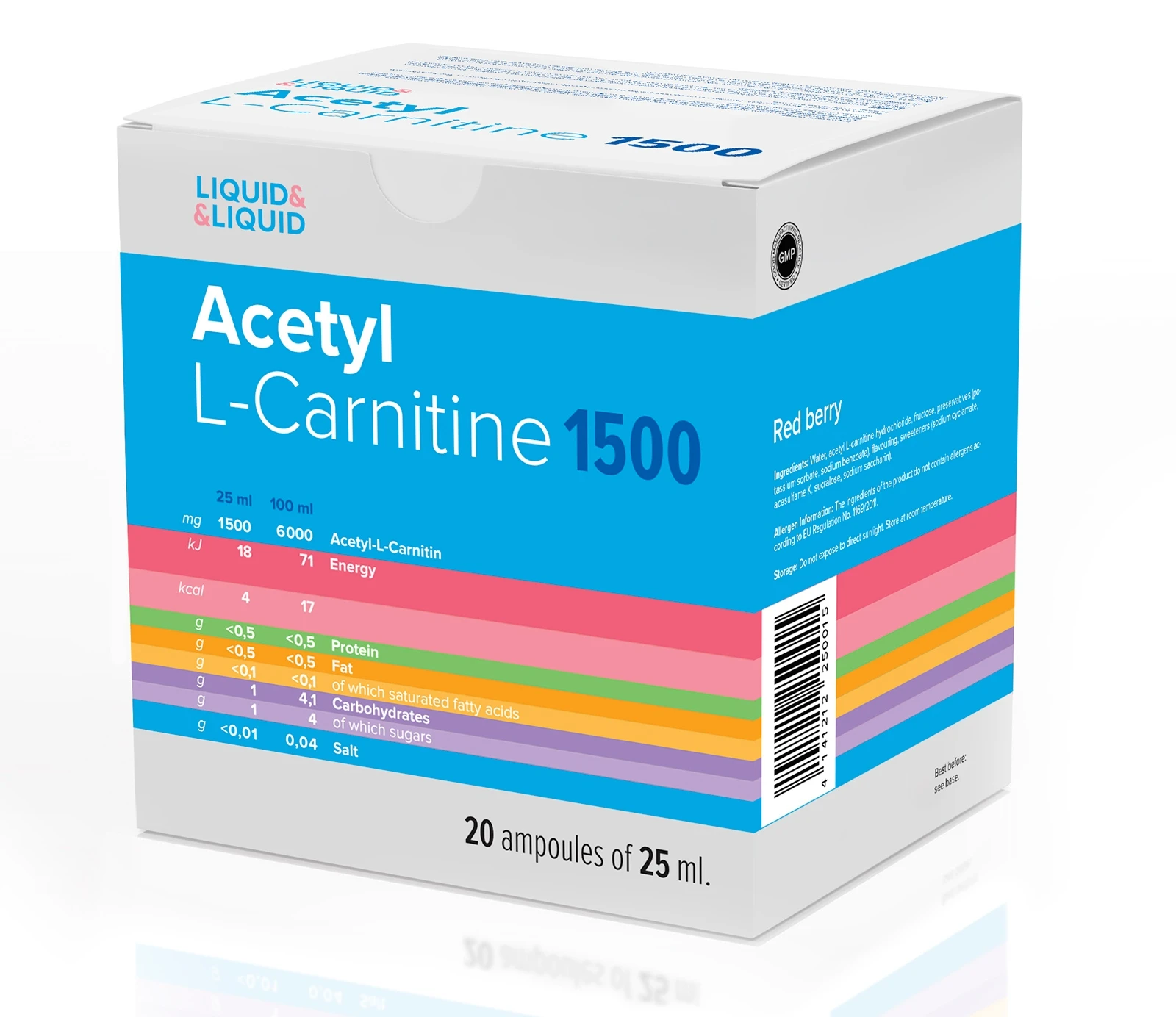 Жиросжигатель L-Карнитин Liquid&ampLiquid L-Carnitine Acetyl 1500 25 мл Германия Красная ягода -