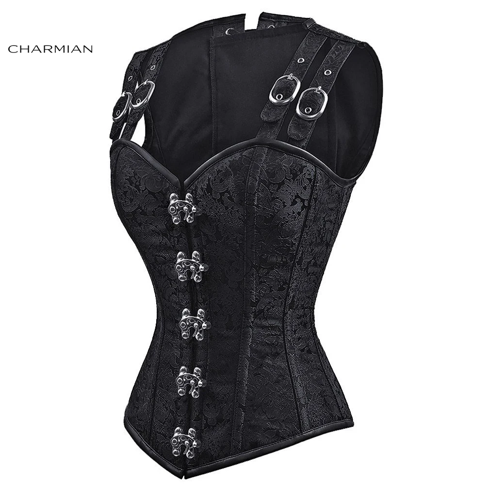 Charmian Черный Готический Корсет