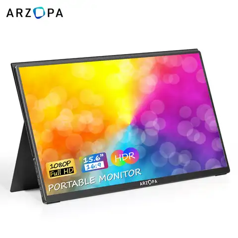 ARZOPA 15,6 дюйма 1080p монитор компьютерный ультратонкий usb c совместимый с HDMI ips-экран портативный монитор игровой для коммутатора ноутбук ps5