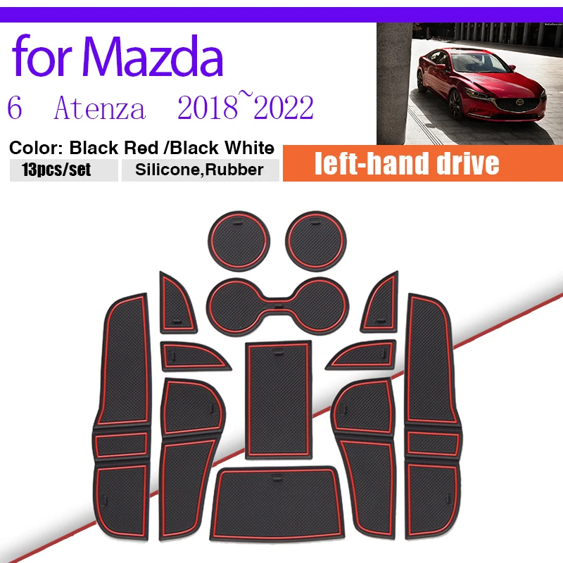 

Door Groove Slot Mat for Mazda 6 Atenza 2018~2022 2019 2020 2021 Cup Holder Car Sticker Storage Rubber Cushion Coaster Pad Auto
