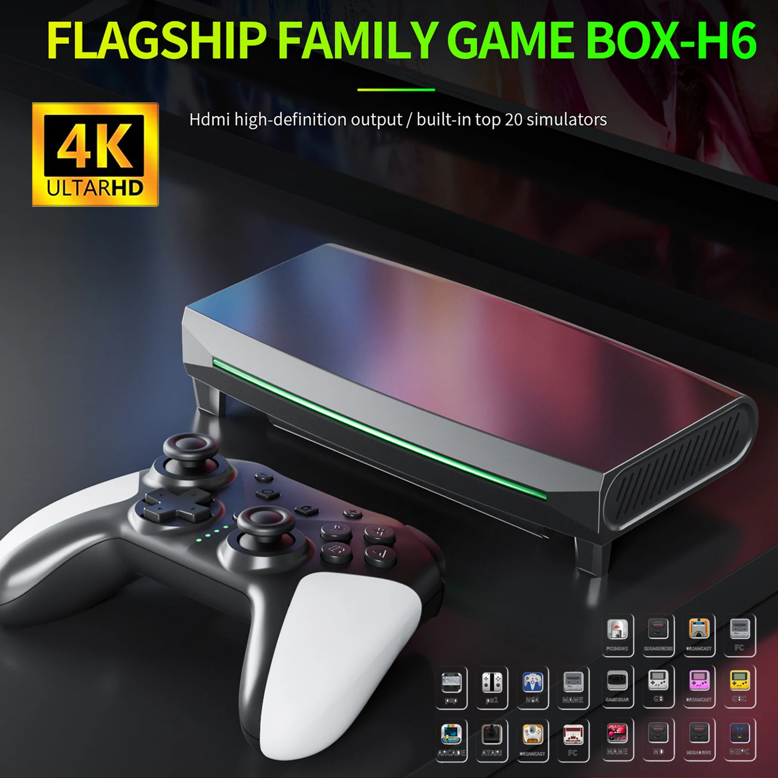 4K HD Video Game Console 20000+ Retro Games Open Source System PSP Family TV Gamebox 2.4G Double Wireless Controlle PS1/N64/ARC
