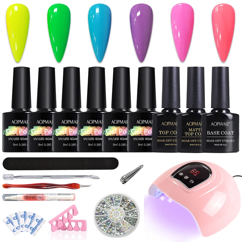 

AOPMALL Nail Set With UV LED Lamp Dryer Nail Gel Polish Kit Soak Off Manicure Set Nail Art Tools Gel Varnish