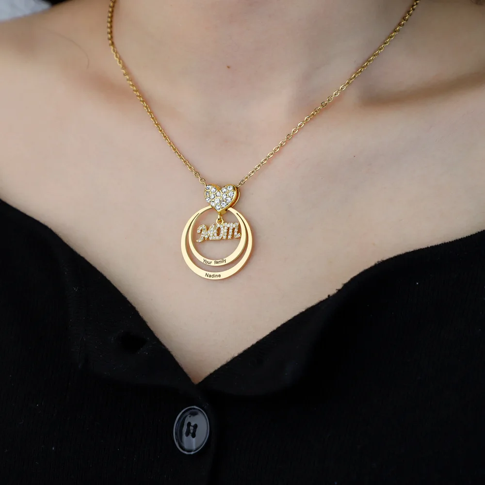 Подарок на день матери 2023 кольца с гравировкой имени заказ ожерелье кулон в форме