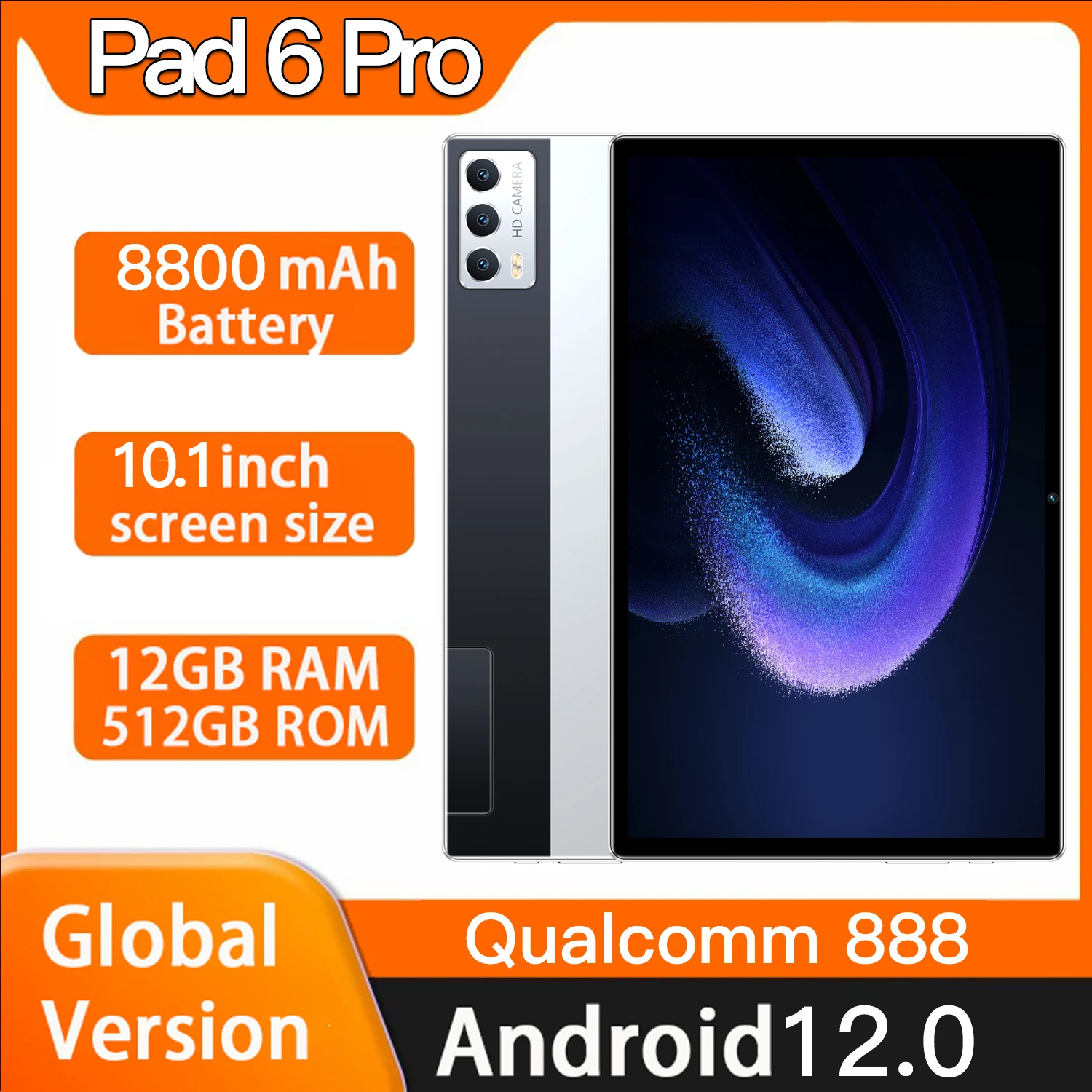 

Global Version Premiere Pad 6 Pro Tablet 10.1inch Qualcomm 888 16GB+512GB Tablete PC 120Hz 2.5K LCD Display 5G Tablet Android