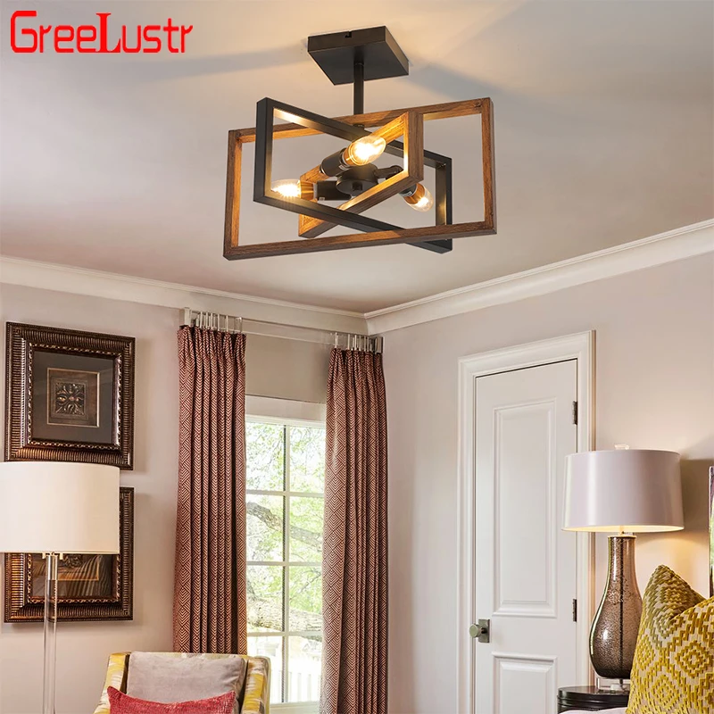 Деревянная лампа в стиле ретро, винтажная лампа в стиле индастриал для дома, гостиной, кухни, лофта, Декор для дома