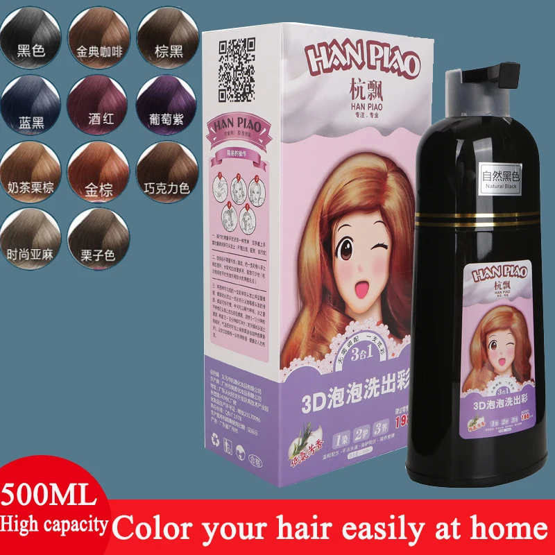 

Natural Organic Hair Dye Shampoo Plant Conditioning Permanent Cover Gray White Hair Black Hair Color Cream For Women Man