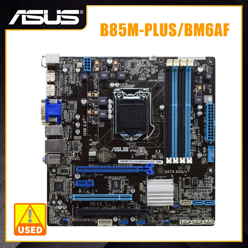 

ASUS B85M-PLUS/BM6AF/DP_MB Motherboard 1150 Motherboard DDR3 Support Core i3 i5 i7 CPU Intel B85 SATA3 USB3.0 VGA HDMI Micro-ATX