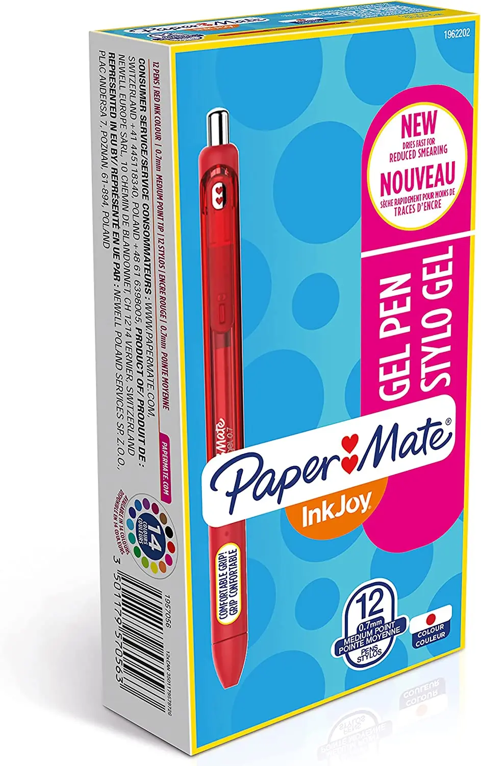 Paper Mate InkJoy Gel Pens | Medium Point (0.7mm) | Red Ink | 12 Count